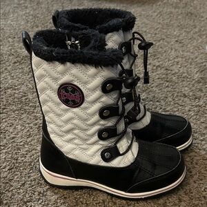 Totes Quilted Black and White Kids Boots